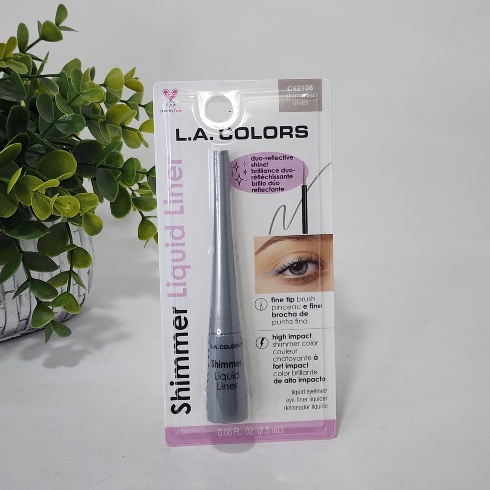 L.A. COLORS Liquid Eyeliner Shimmer Silver C62108 Fine Tip Brush New